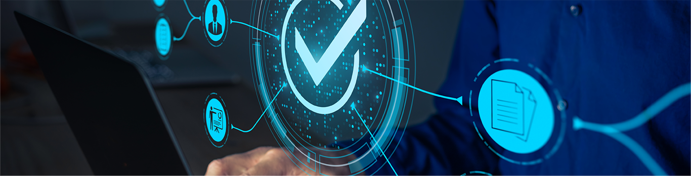 Concept image depicting a checkmark as if it were being displayed on a holographic screen