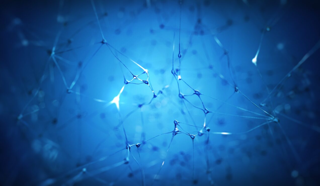 3d rendered image of firing neurons inside the human brain.